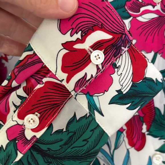 Tommy Bahama “Baroque Blooms” Blouse Silk Floral Button-Up M - Picture 9 of 14